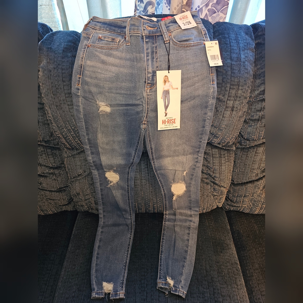 Celebrity Pink Distressed Blue Jeans